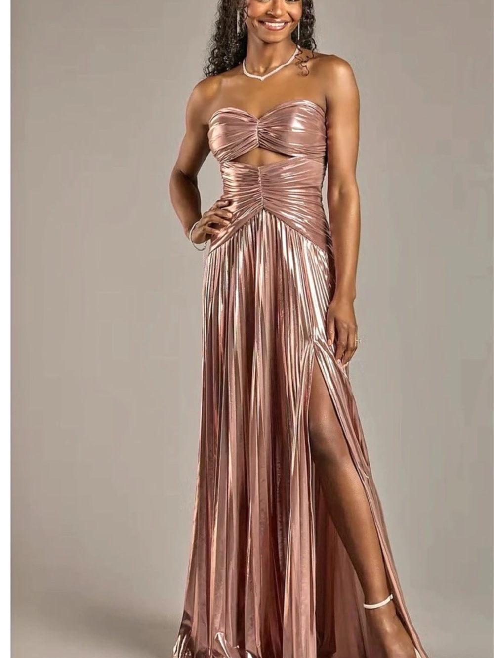 Galina Signature Metallic Ruched Maxi Dress